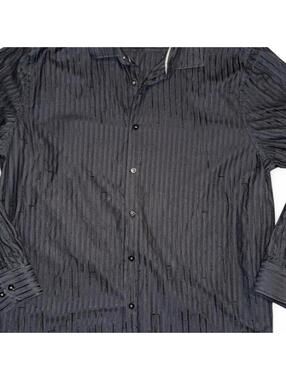 Visconti Men's Black striped textured dress shirt sz 3XL button down goth casual